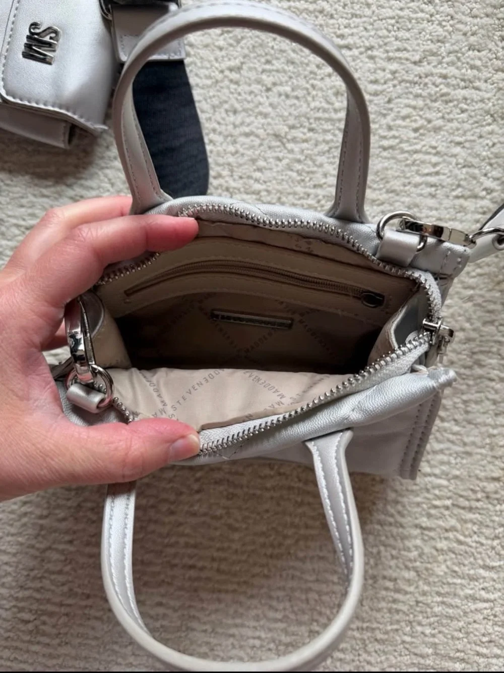 Steve Madden Mini Crossbody Bag in Metallic Silver